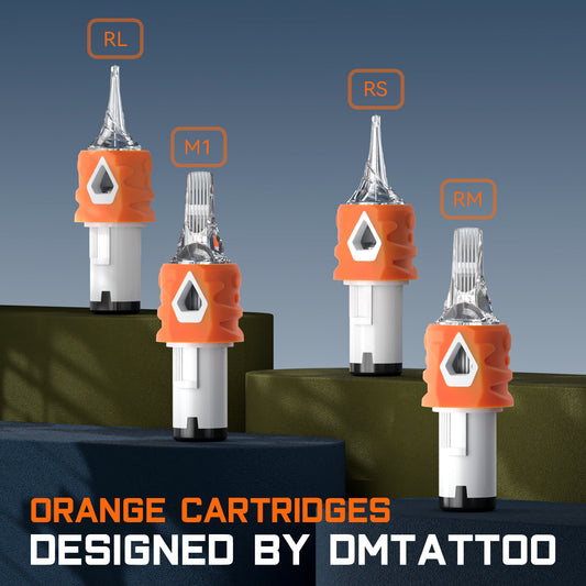 20 agujas de cartucho para tatuaje Gen-2 color naranja – Para tatuaje, micropigmentación y uso en el cuero cabelludo