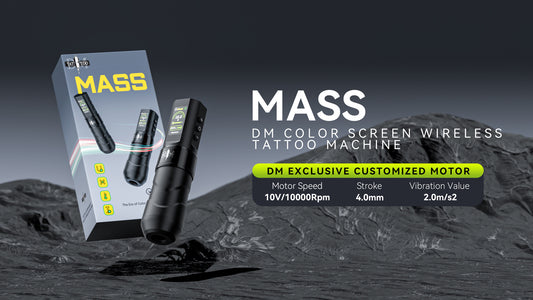 Máquina de tatuar inalámbrica MASS con pantalla a color y batería de 1500 mAh.