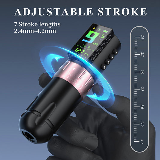 Pluma de tatuar inalámbrica con recorrido ajustable – Batería de 2300 mAh con pantalla a color grande