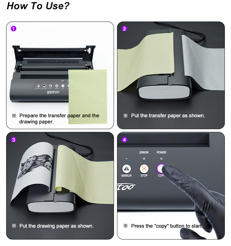 MT200 Tattoo Transfer Machine – Upgraded Thermal Stencil Printer & Copier for Tattoo Design Transfer