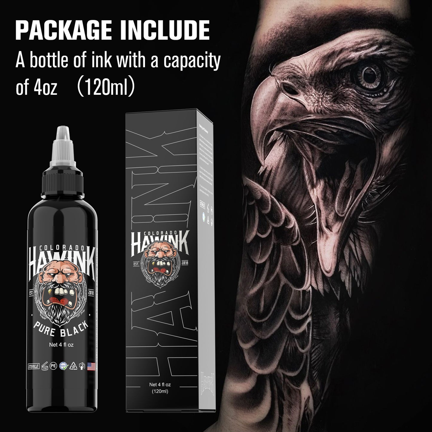 Black Tattoo Ink 120ml – Lining & Shading Tattoo Pigment