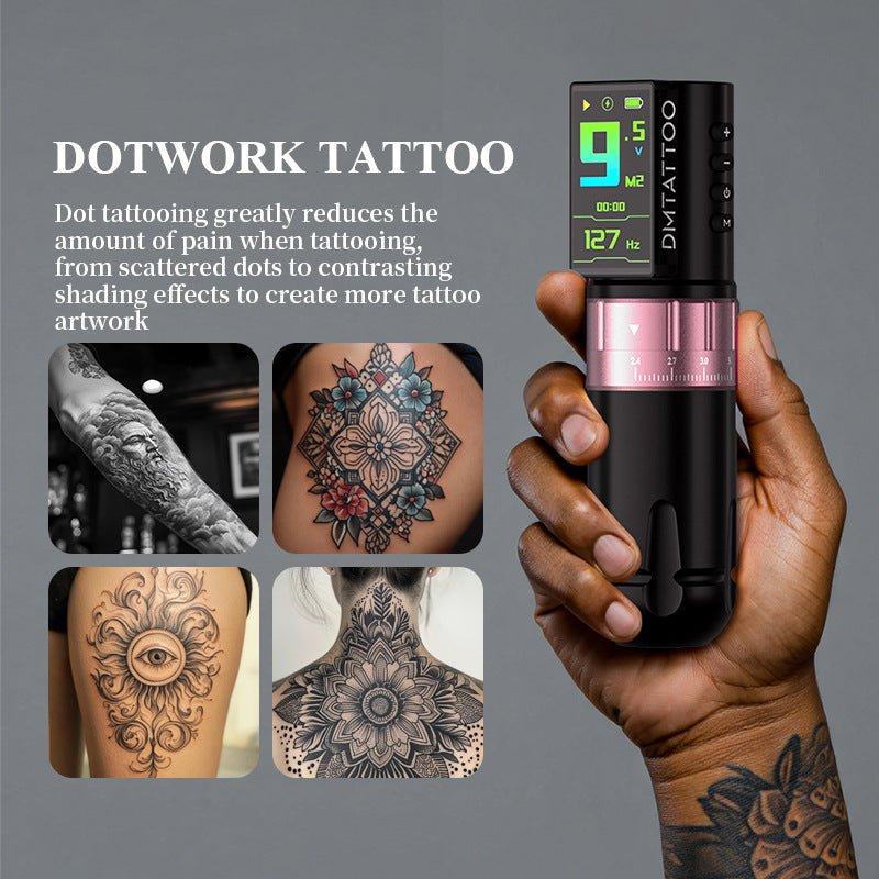 Adjustable Stroke Wireless Tattoo Machine Pen – 2300mAh Battery with Large Color Display