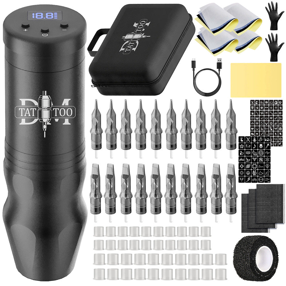 Complete Tattoo Pen Kit with Digital Display – 1500mAh Wireless Battery Tattoo Machine