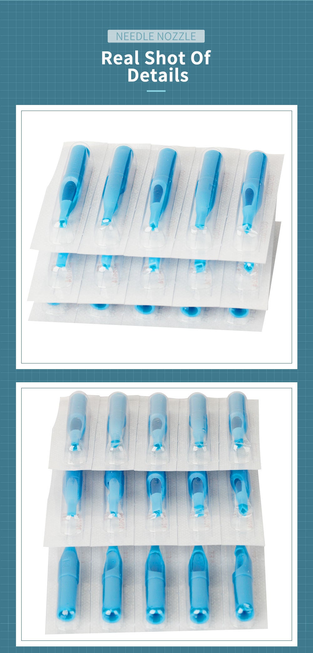 Disposable Blue Tattoo Tips – 100pcs Mixed Set with 10 Sizes