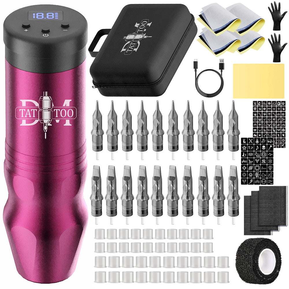 Complete Tattoo Pen Kit with Digital Display – 1500mAh Wireless Battery Tattoo Machine