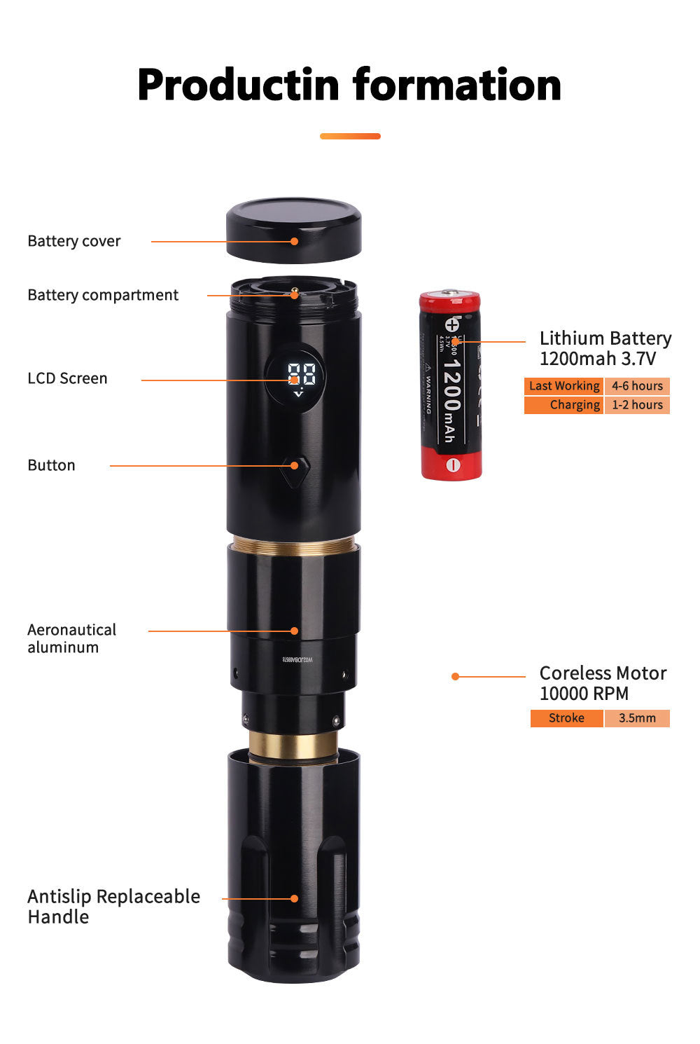Wireless Tattoo Pen Kit with Integrated Cartridge Needle