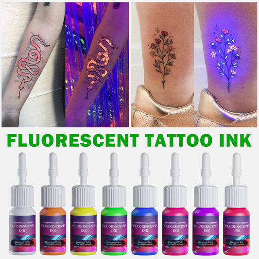 Set de tinta fluorescente para tatuajes de 5 ml – 8 colores vibrantes