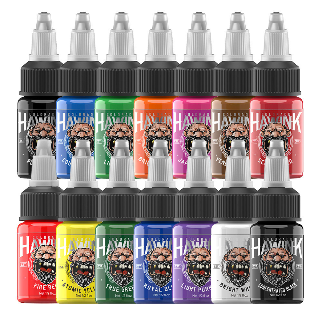 Hawink Mini Tattoo Ink Set 15ml – Professional Color Ink for Tattoo Artists