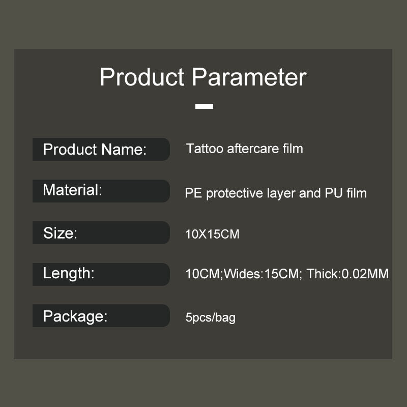 Tattoo Aftercare Film – 5pcs PU Healing Protective Sheets, 15cm x 10cm