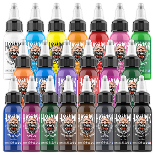 Hawink 21-Color Tattoo Ink Set – 30ml Bottles, Professional Color Pigments