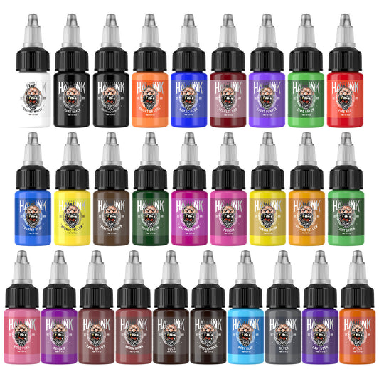 Hawink 28-Color Tattoo Ink Set – 15ml Bottles for Lining, Shading & Coloring
