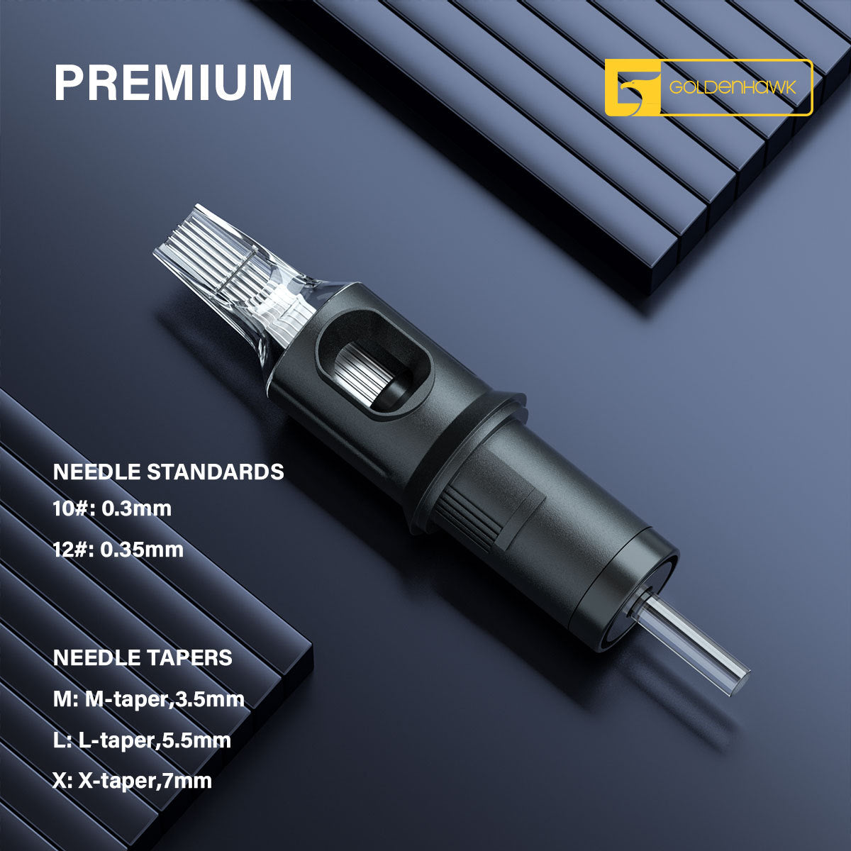 GOLDENHAWK Disposable Tattoo Cartridge Needles for Pen – Round & Flat, Box of 20