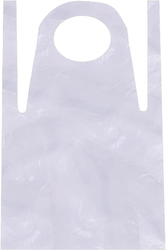 Delantales desechables blancos (10 unidades), sin mangas.