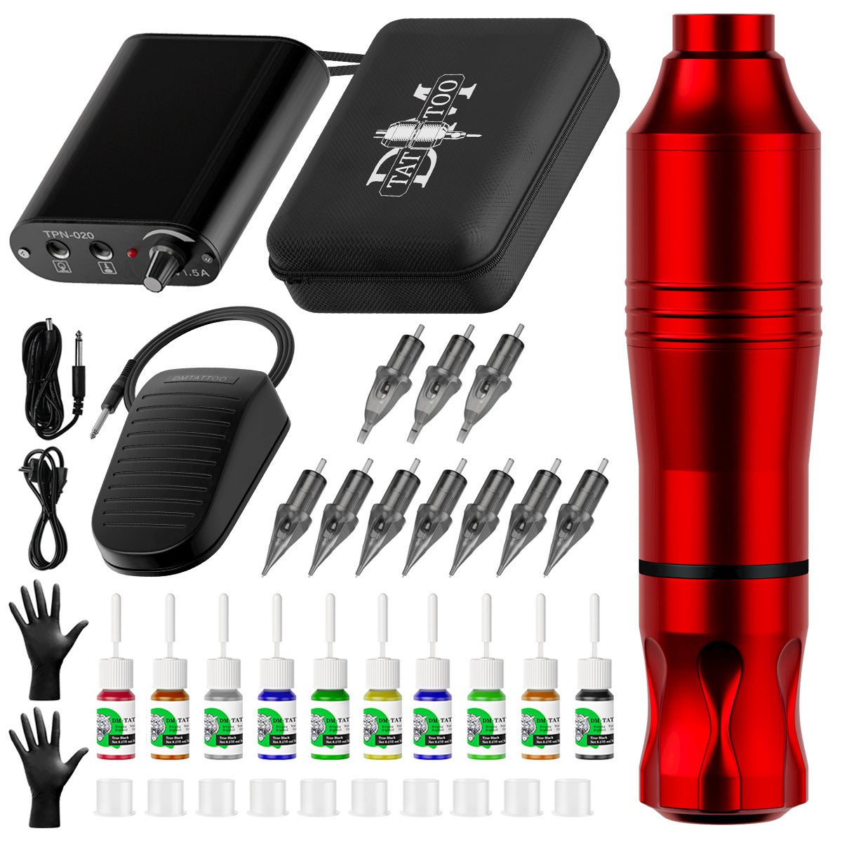 Complete Tattoo Pen Machine Kit – All-in-One Rotary Tattoo Set for Beginners
