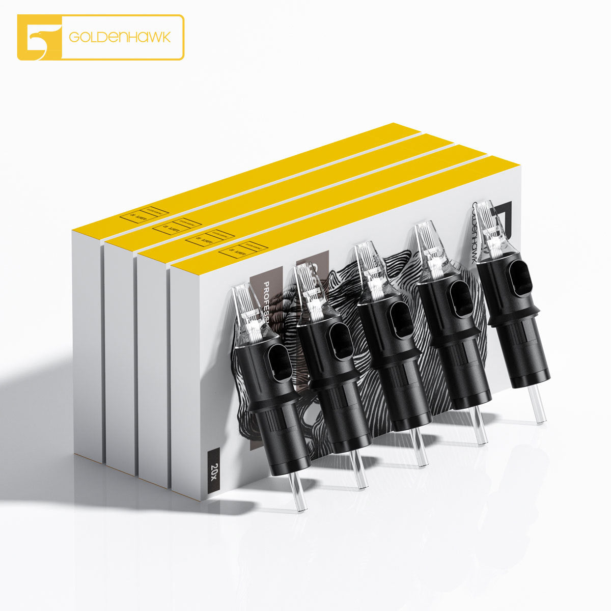 GOLDENHAWK Disposable Tattoo Cartridge Needles for Pen – Round & Flat, Box of 20