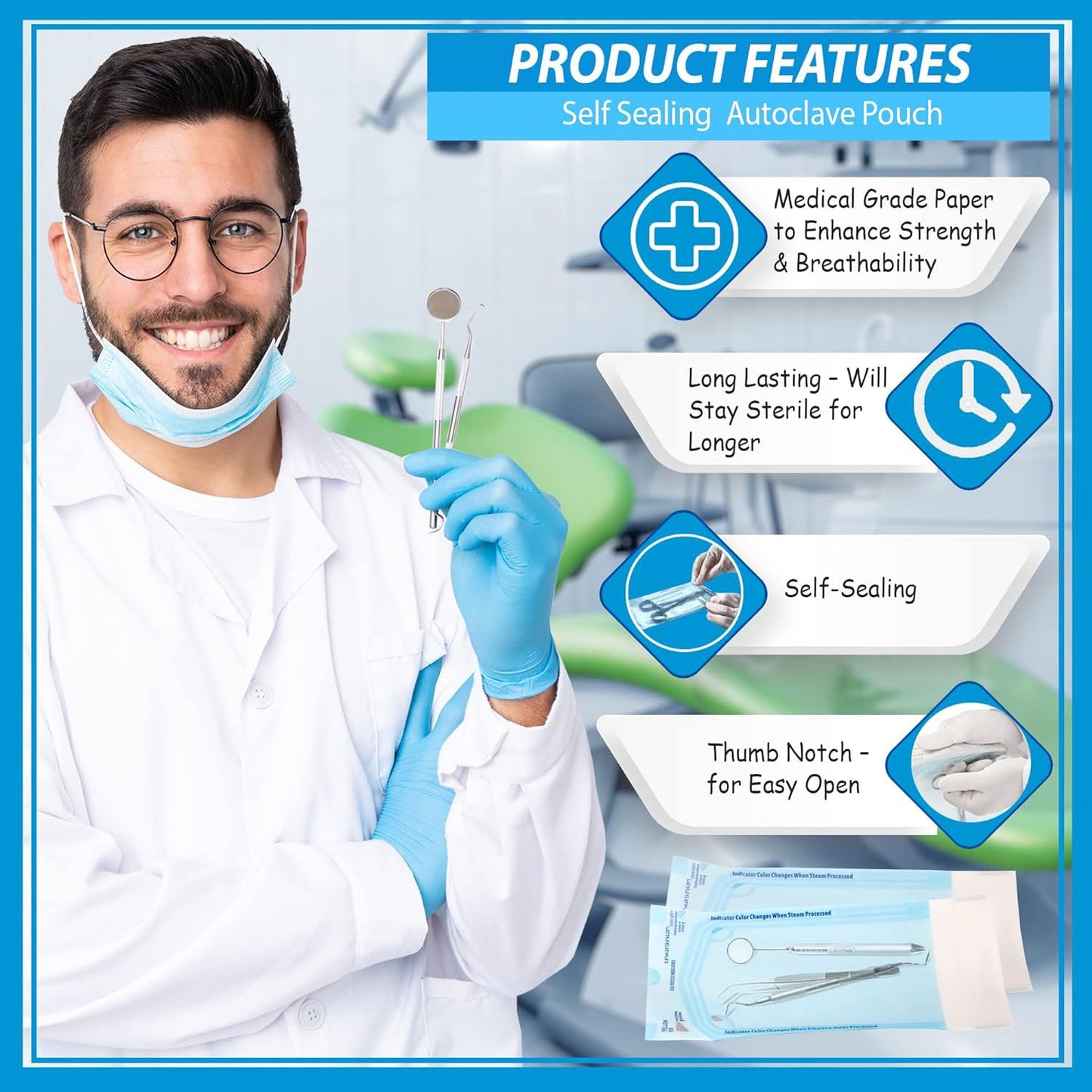 Self-Sealing Sterilization Pouches – Disposable Medical-Grade Bags for Tattoo, PMU, Dental, Nail Tools