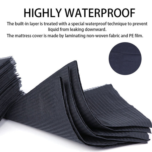 125 unidades de toallas desechables para mesa de manicura, 32,5 x 45 cm, impermeables, de 3 capas, para manicura, papel, almohadillas limpias, tapete para mesa de tatuaje, cubierta para mesa de uñas, suministros para tatuajes (negro)