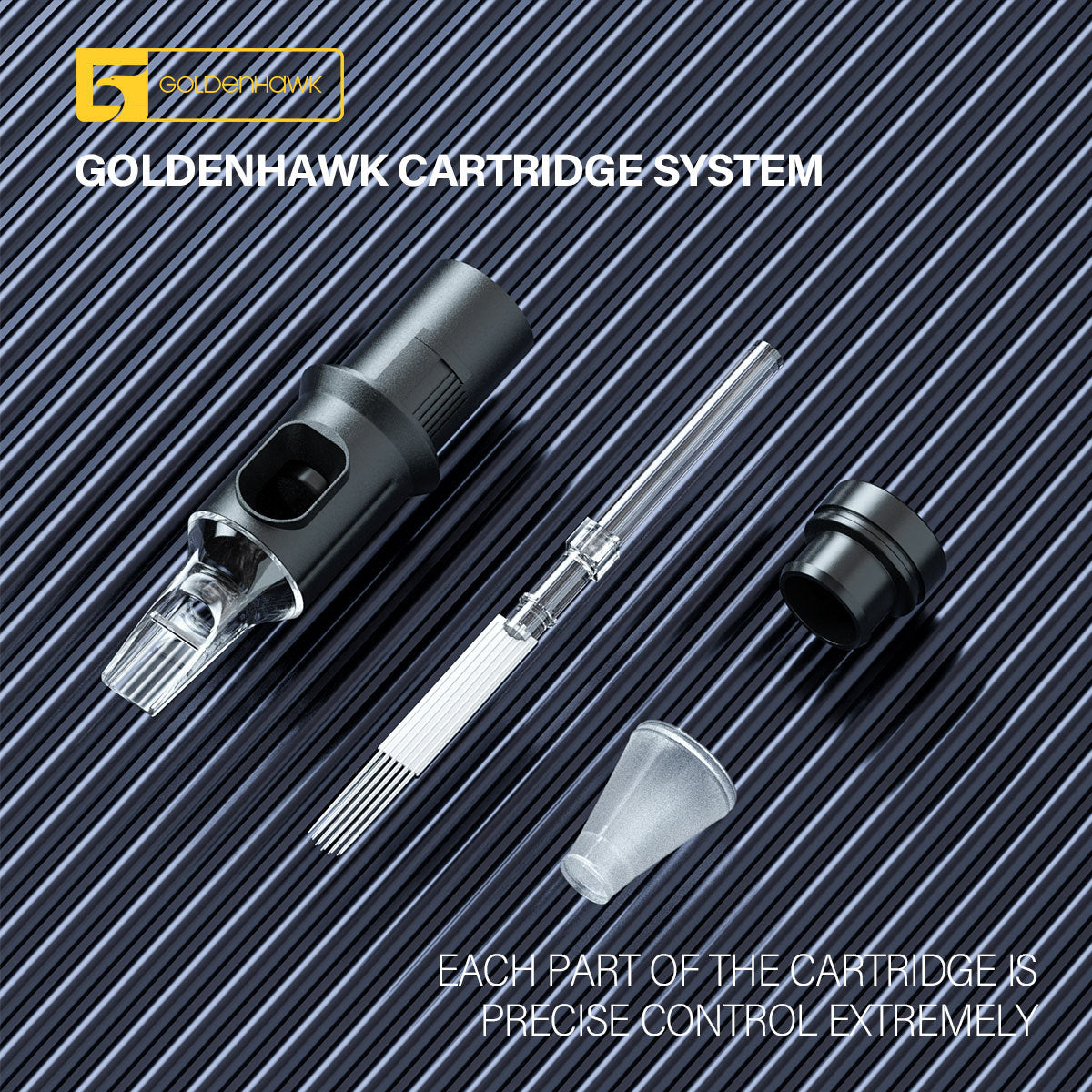 GOLDENHAWK Disposable Tattoo Cartridge Needles for Pen – Round & Flat, Box of 20