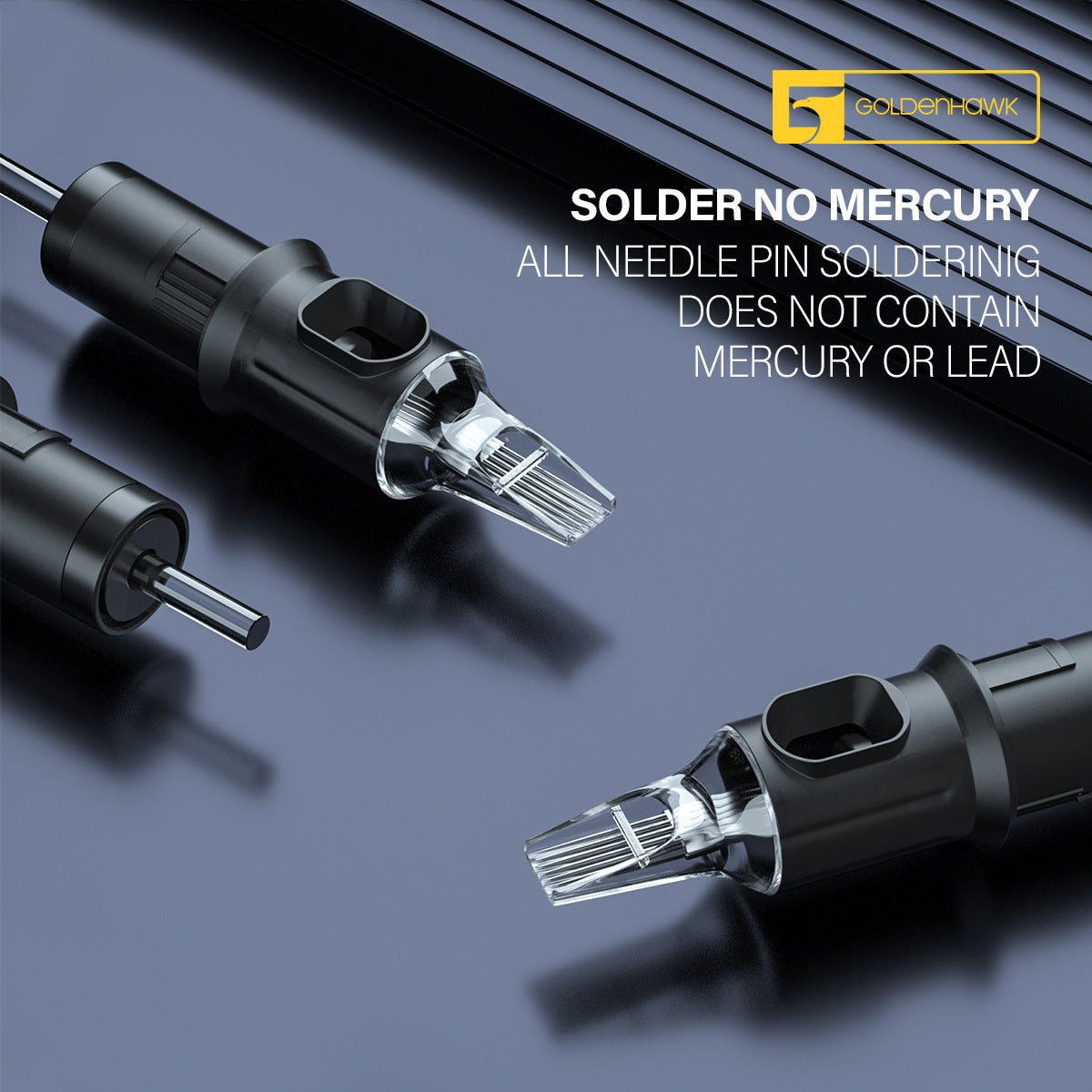 GOLDENHAWK Disposable Tattoo Cartridge Needles for Pen – Round & Flat, Box of 20