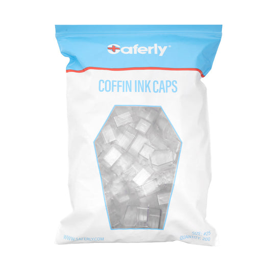 Saferly Coffin Ink Caps — #25 — Bag of 200 — Pick Color