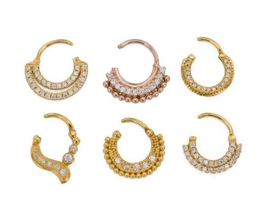 Piercing de septum de 16 g - Anillo chapado en oro amarillo de 14 quilates con varias capas