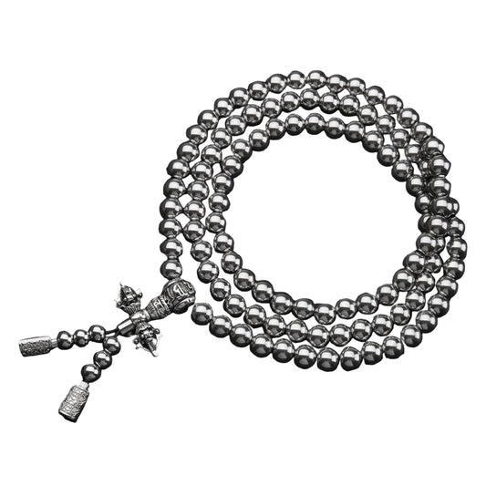 Full Stainless Steel Buddhism Mala Necklace - Self-Defense EDC Tool, Lucky Amulet