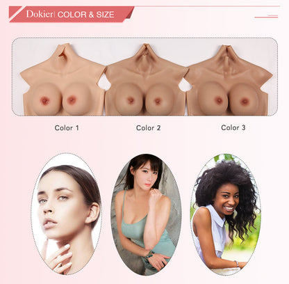 Oil-Free Silicone Breastplate — C–E Cup, Two Lengths