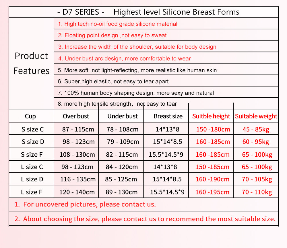 Oil-Free Silicone Breastplate — C–E Cup, Two Lengths