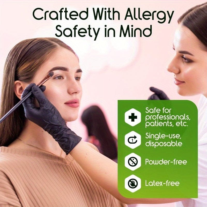 Black Disposable Nitrile Gloves for Tattoo Artists XXL Size