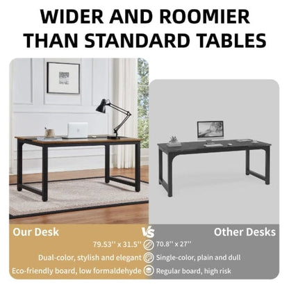 Large 79.5" Tattoo Studio Workstation Desk – Modern Wooden Desk with Metal Frame & Extra Legroom for Artists, Design, and Daily Workflow