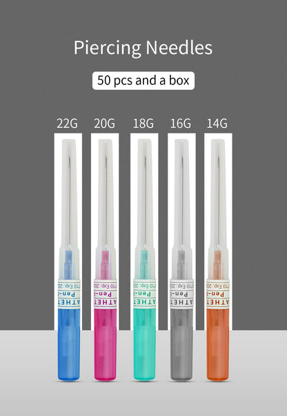 50PCS Disposable Piercing Needles with Catheter – Sterile Stainless Steel Body Piercing Tools