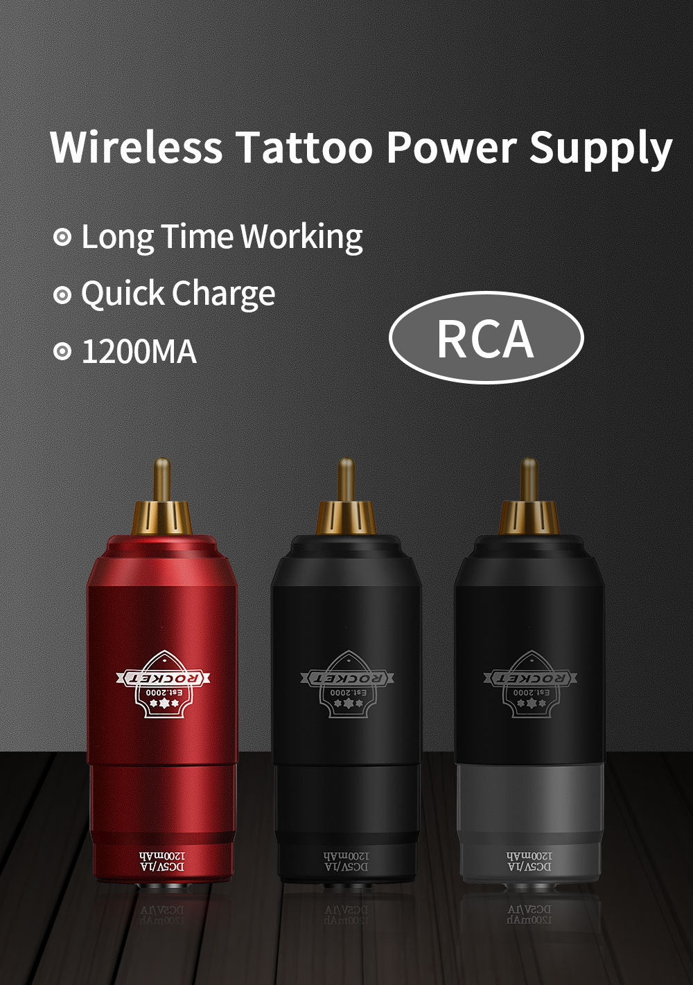 Mini Wireless Tattoo Battery Power Supply – 1200mAh RCA Portable Charging Pack for Tattoo Pen