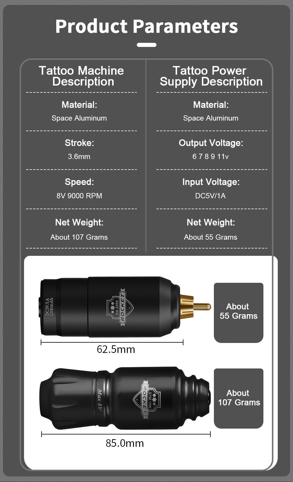 Compact Wireless Tattoo Pen Set – RCA Interface + Battery Pack