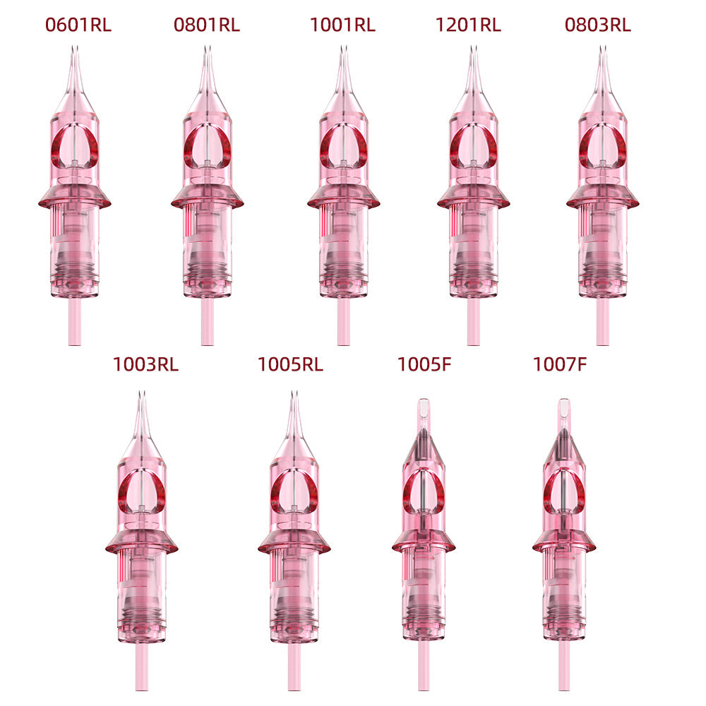 Pink Disposable PMU Cartridge Needles – Eyeliner, Eyebrow, Scalp & Tattoo Use (10pcs/Box)