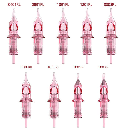 Pink Disposable PMU Cartridge Needles – Eyeliner, Eyebrow, Scalp & Tattoo Use (10pcs/Box)