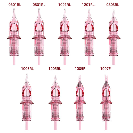 Pink Disposable PMU Cartridge Needles – Eyeliner, Eyebrow, Scalp & Tattoo Use (10pcs/Box)