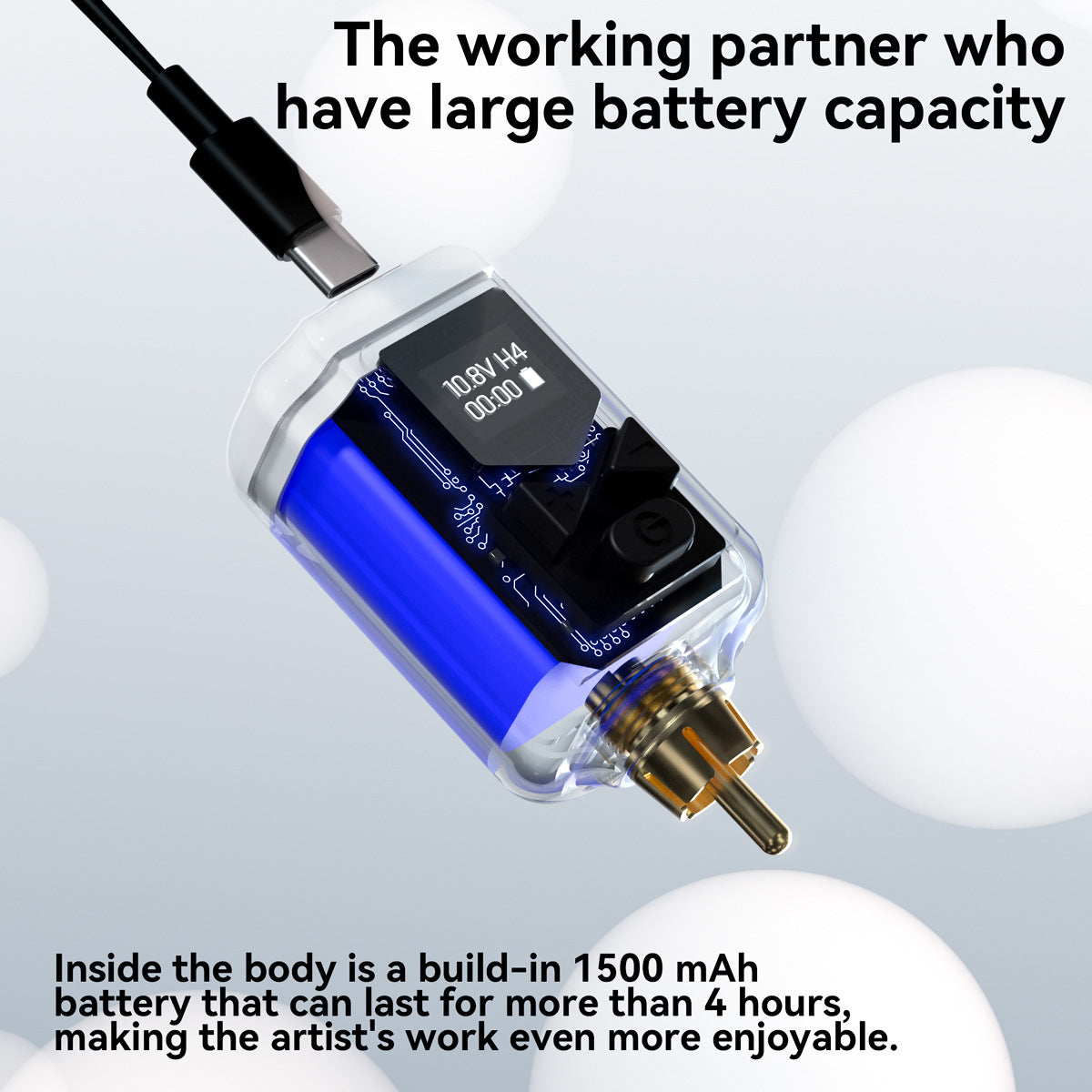 Mini Wireless Tattoo Power Supply Battery, RCA Charging Version, Compatible with Motor Tattoo Machines, Portable Power Bank