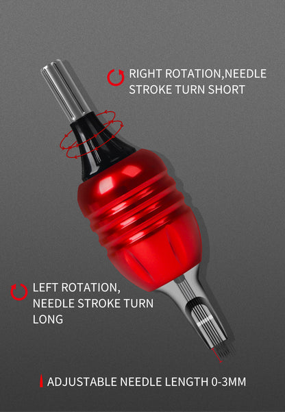 Adjustable 30mm Colored Aluminum Integrated Needle Tattoo Grip – Short Needle Compatible