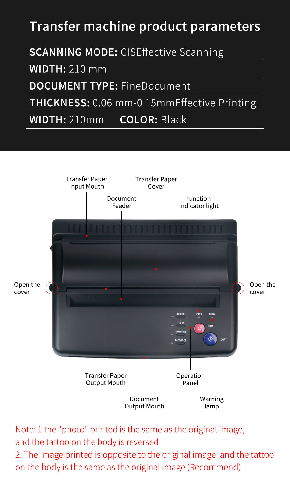 Mini Tattoo Transfer Machine – Thermal Copier with 1-Year Warranty