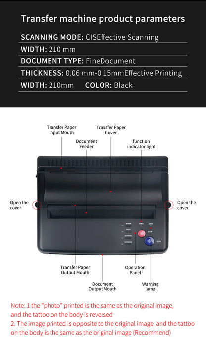 Mini Tattoo Transfer Machine – Thermal Copier with 1-Year Warranty