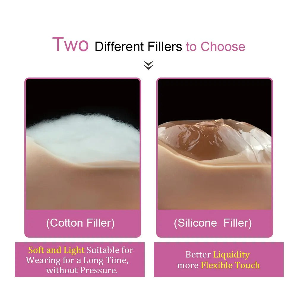Soft flexible breast forms with natural-looking shape and projection