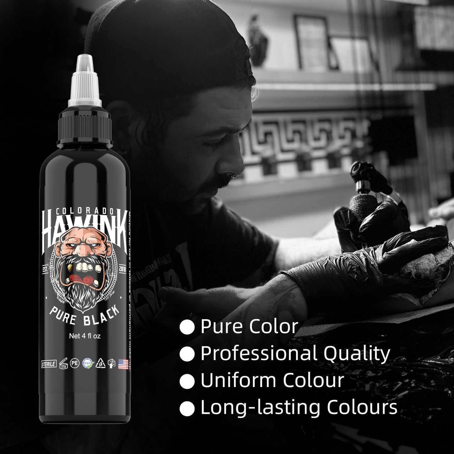 Black Tattoo Ink 120ml – Lining & Shading Tattoo Pigment