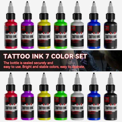 15ML Tattoo Ink Set – 7 Classic Colors