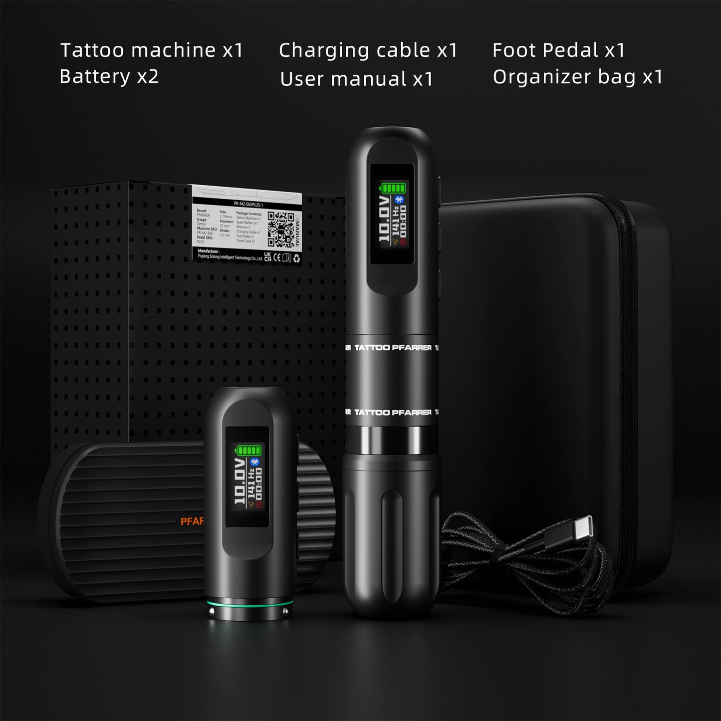 Wireless Tattoo Pen Machine – Dual Battery Rechargeable All-in-One Tattoo Gun with Bluetooth Foot Pedal
