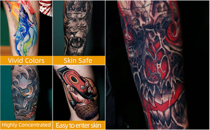 15ml Tattoo Ink Set – 7 Bottles Black & Color Pigments  7 Bottles 15ml Tattoo Inks – Lining & Shading Colors