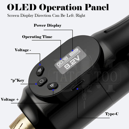 Portable OLED Wireless Tattoo Power Supply – 2000mAh Mini RCA Battery for Tattoo Pen