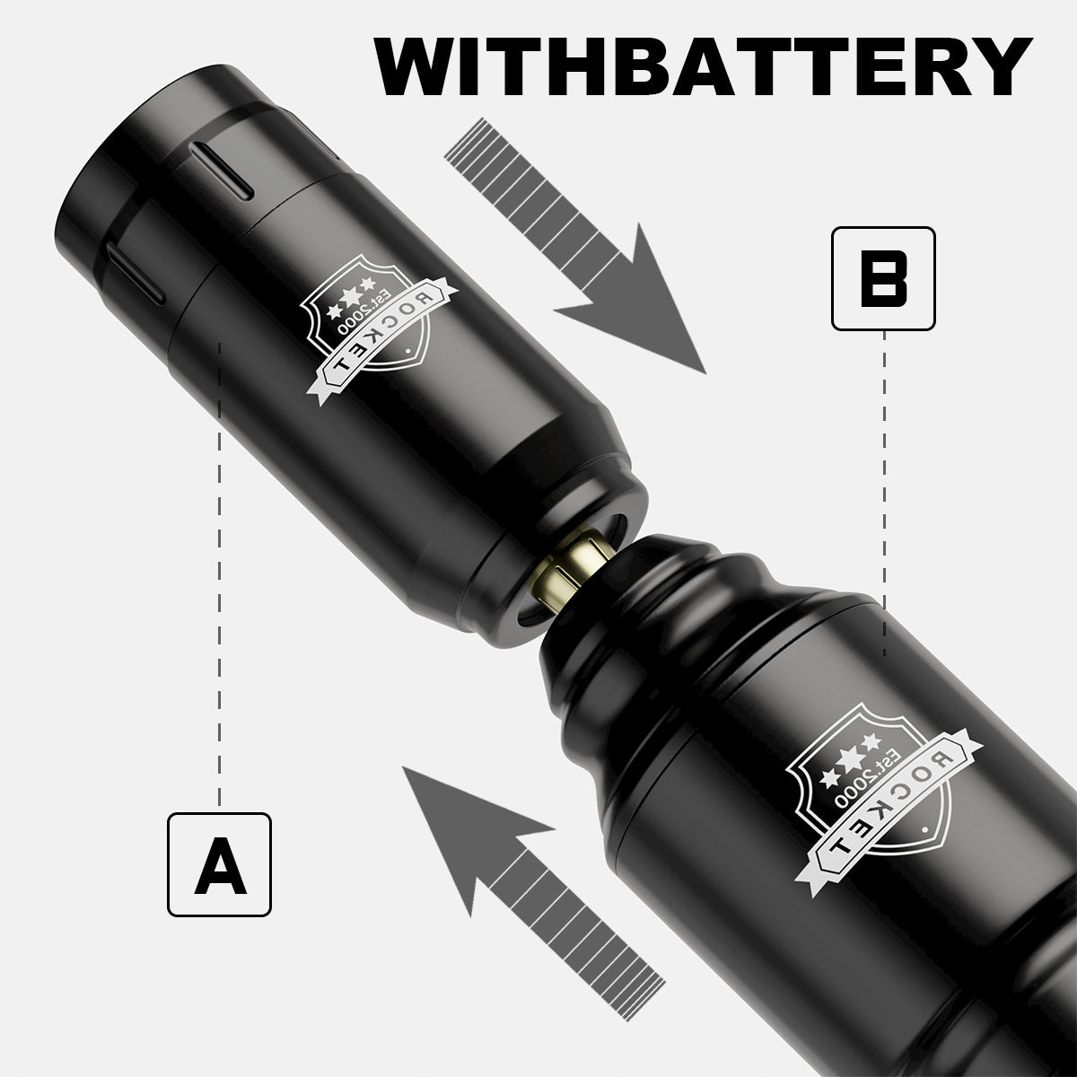 Wireless Rocket-Style Short Tattoo Pen Kit – All-in-One Rotary Motor Tattoo Machine