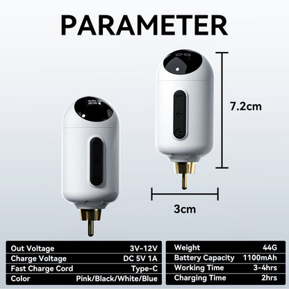 Tattoo Wireless Mini Power Supply – Rechargeable Battery for Tattoo Pen & Motor Machine