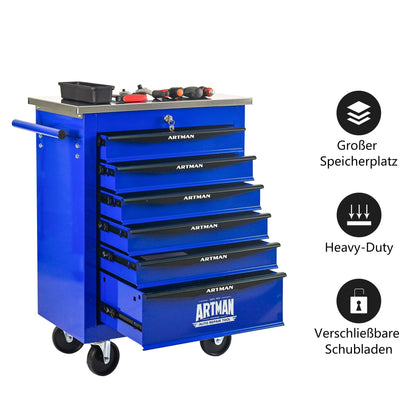 【EU】6-Schubladen Tattoo-Werkzeugwagen mit Rollen