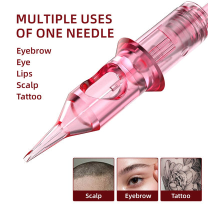 Pink Disposable PMU Cartridge Needles – Eyeliner, Eyebrow, Scalp & Tattoo Use (10pcs/Box)
